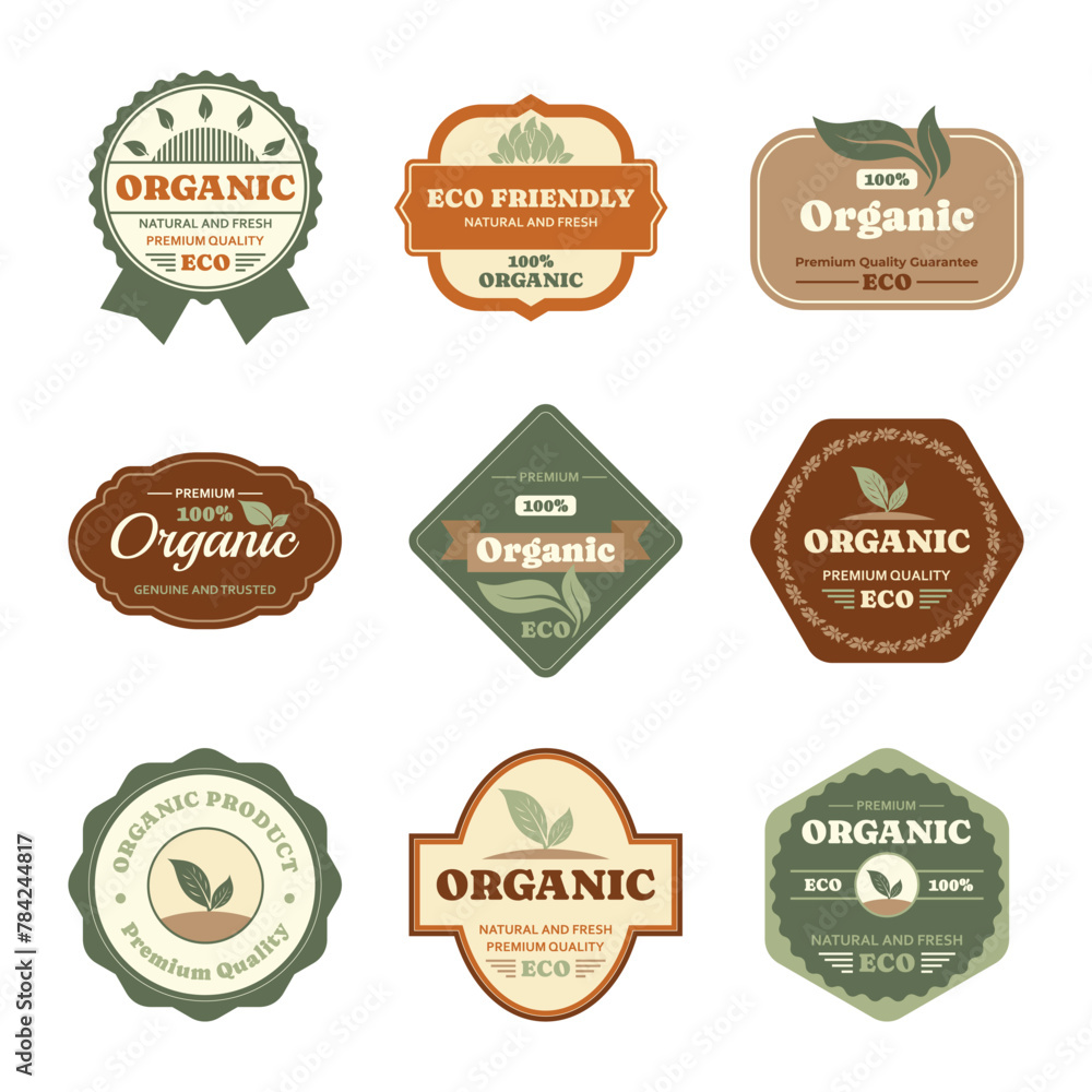 Natural product label badge vector set Natural product label badge vector set