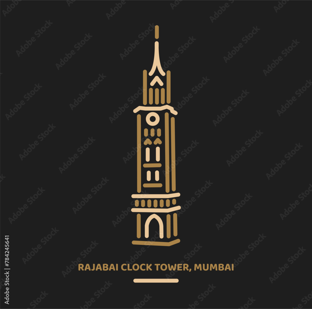 Rajabai Clock Tower Mumbai University illustration vector icon. Rajabai Clock Tower Mumbai University illustration vector icon.