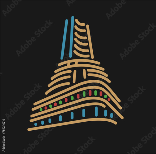 Bombay Stock Exchange, Mumbai illustration. BSE Building Icon.