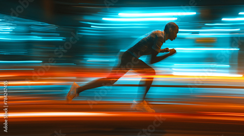 man running at high speed blur motion effect  person in hurry late for work concept 