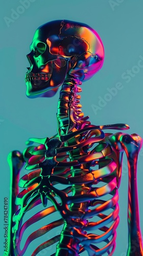 Startup skeleton, barebones to tech hub, digital bones infused with innovation,  photo