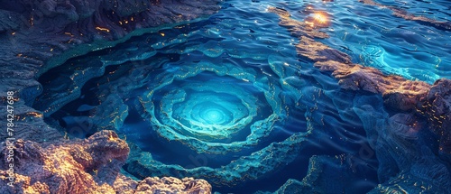 Stellar tide pools, celestial reflections, cosmic marine wonders, astral beauty, 