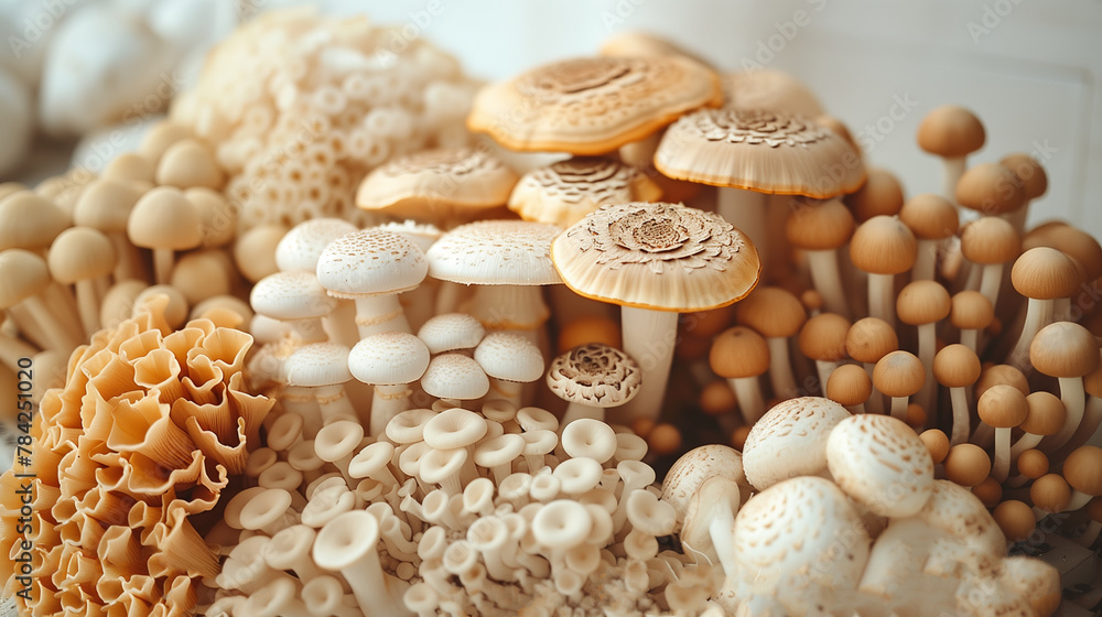 Group of young and old variety of mushrooms. Group of young and old variety of mushrooms.