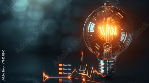 Innovative Solutions: Bright Bulb Casting Light on Profit Increase Diagram - Featuring a hyper-realistic image of a light bulb with a radiant glow, this design casts a spotlight on a profit increase  photo