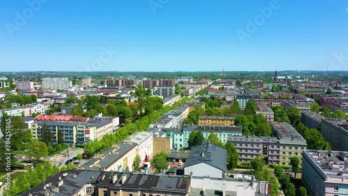 Aerial view of the longest avenue and promenade in Czestochowa. Deptak Aleje photo