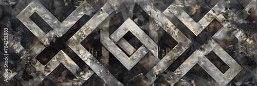 Ancient surreal meander roman, greek geometric patterns on marble. Luxurious stone designs and patterns on a rich marble background, exuding elegance and classical style photo