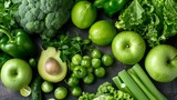 Assorted Green Vegetables and Fruits Collection