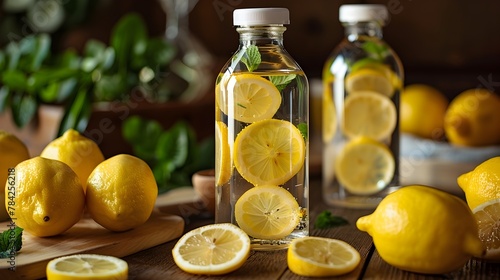 Vitamin C Infused Lemon Water in Eco Friendly Bottles for Detox and Wellness Program