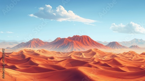 Climate Change: A 3D vector illustration of a desert landscape expanding into once fertile land