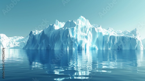 Climate Change: A 3D vector illustration of a glacier melting rapidly photo