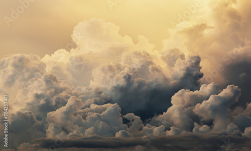 Yellow cloud scape background at sunrise time photo