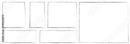 Set of brush frames. Grunge frame. Collection of empty borders, and frames. Rough background. Isolated vector illustration on a white background.