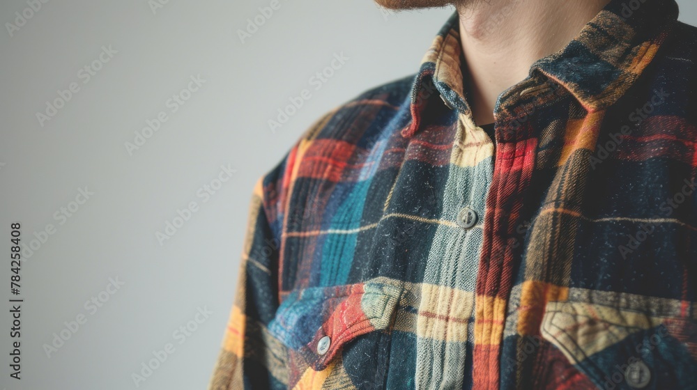 Obraz premium A man wearing a plaid shirt with a beard
