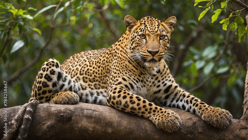 leopard on tree leopard on tree