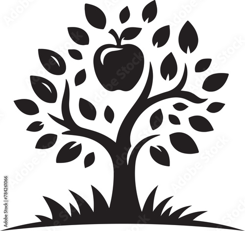 Apple tree vector logo icon  silhouette  (131).eps