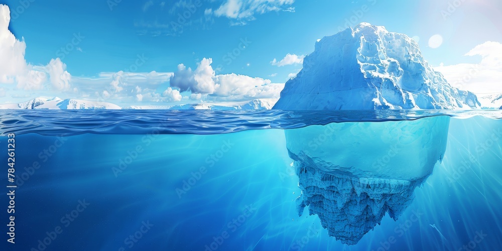 Majestic Iceberg Floating in the Serene Antarctic Sea Under a Clear Blue Sky