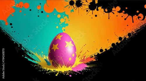 Easter egg with splashes and blots. 