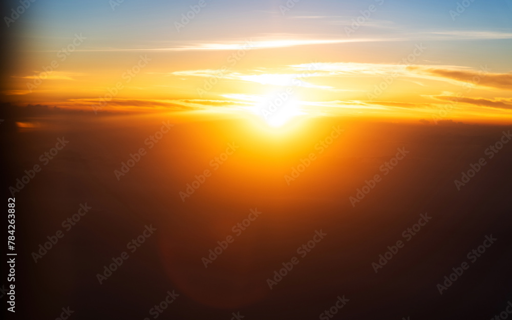 Aerial view of beautiful sunset