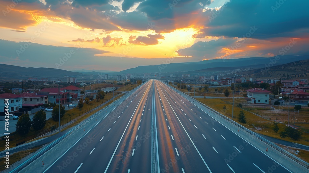 photorealistic highway on town background Generated with Ai tools photorealistic highway on town background Generated with Ai tools