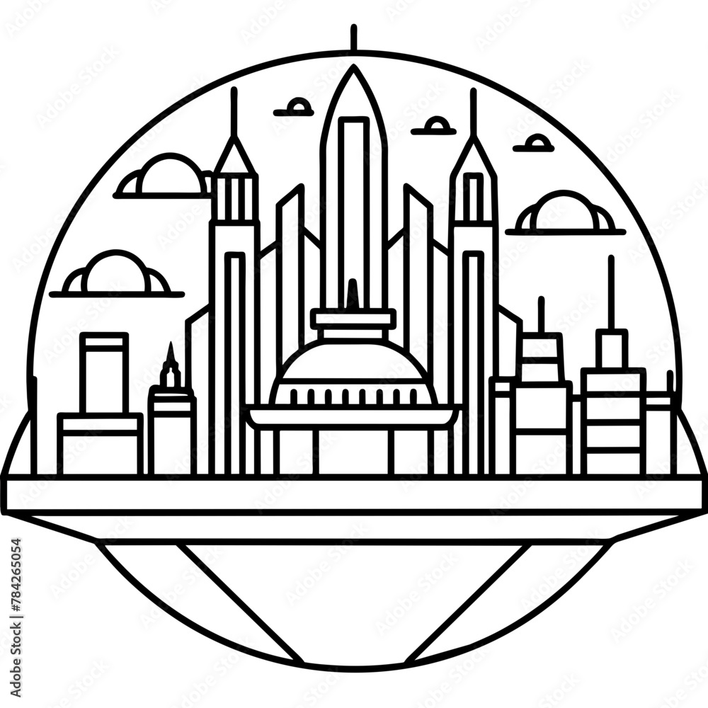 Fototapeta premium Future city vector illustration. 