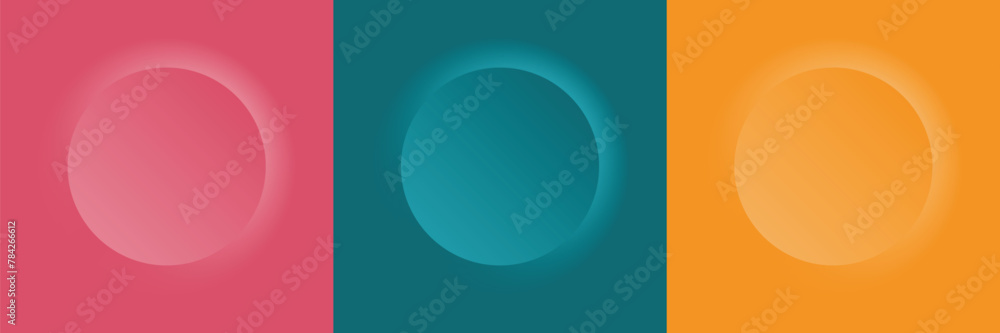 Set of abstract 3d beige, different color circle frame design for cosmetic product. Collection of trendy color geometric background with copy space. Top view scene. Vector EPS10