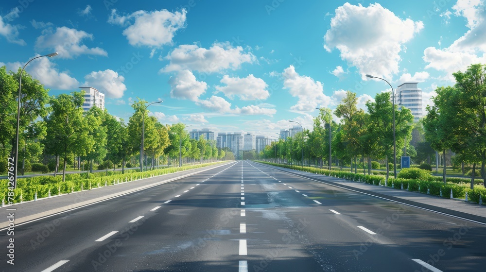 Fototapeta premium photorealistic highway on town background Generated with Ai tools