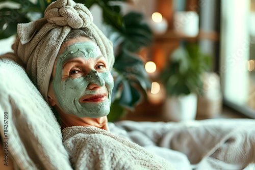 Wallpaper Mural Senior woman having spa day  Torontodigital.ca