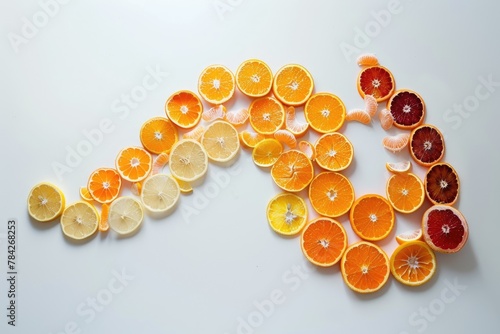 An artistic representation of a vitamin C molecule