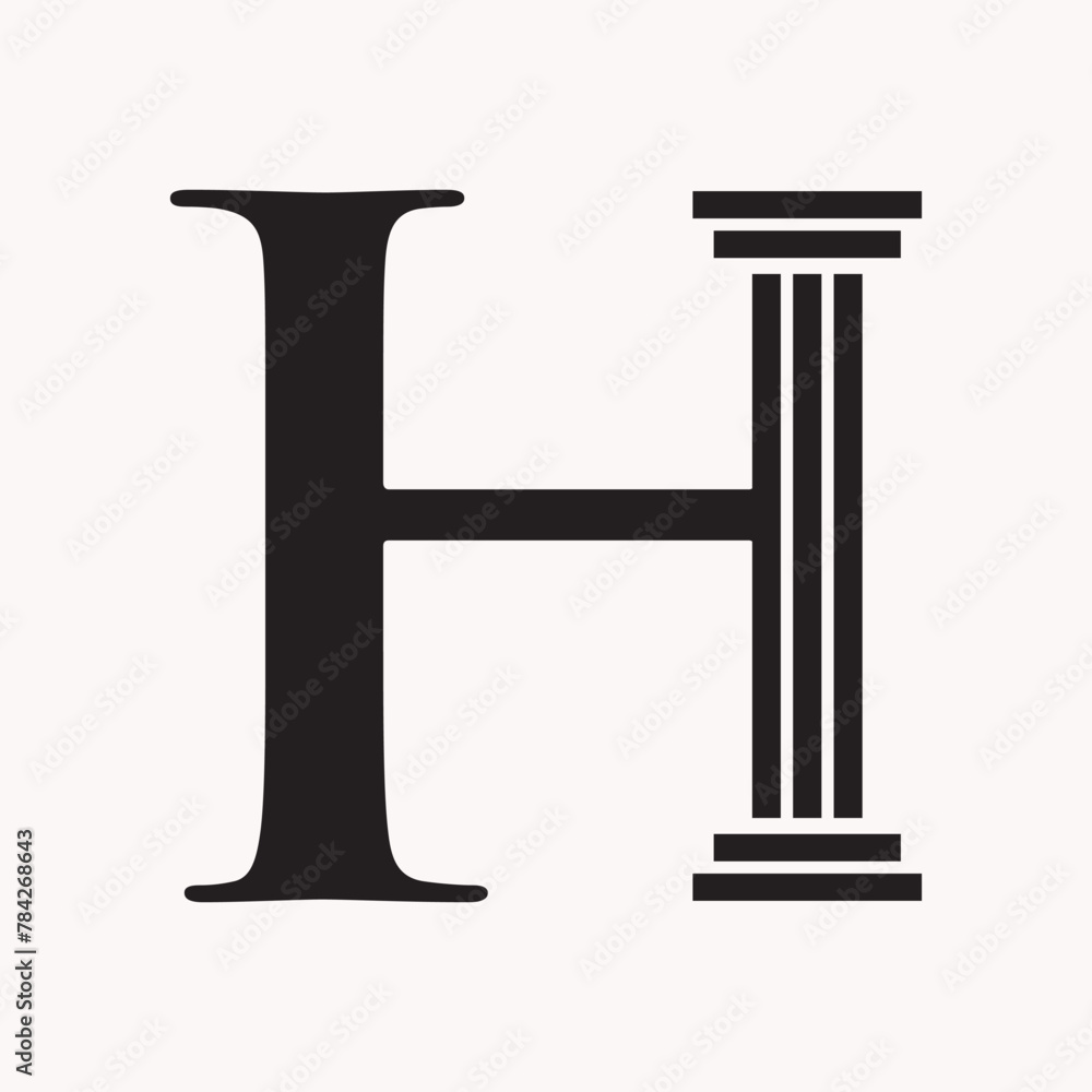 Letter H Law Logo Concept With Pillar Symbol Letter H Law Logo Concept With Pillar Symbol