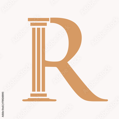 Letter R Law Logo Concept With Pillar Symbol