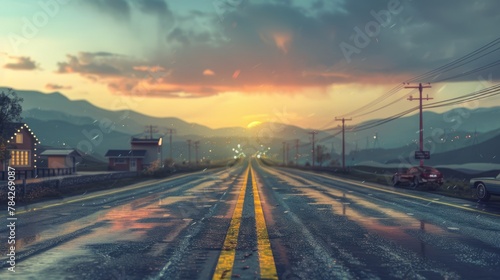 photorealistic highway on town background Generated with Ai tools © Nadeem