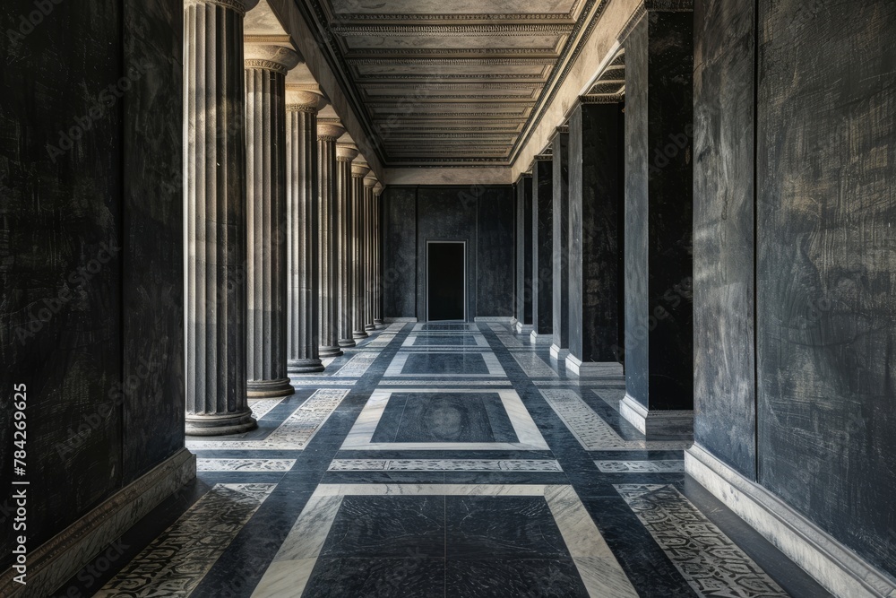 Ancient surreal meander roman, greek geometric patterns on marble. Luxurious stone designs and patterns on a rich marble background, exuding elegance and classical style