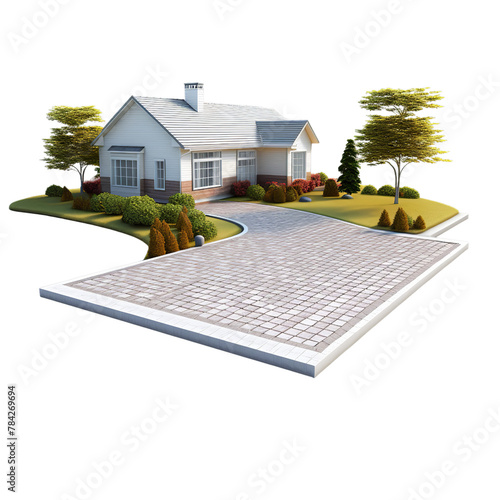 illustration of Paving and Driveway, Isolated on transparent PNG background, Generative ai photo