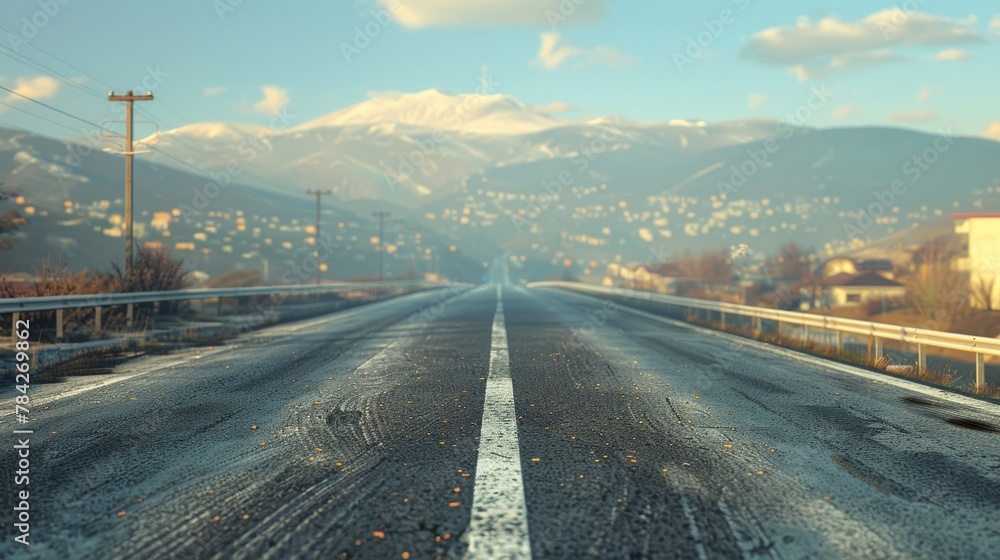 photorealistic highway on town background Generated with Ai tools photorealistic highway on town background Generated with Ai tools