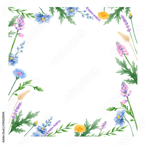 Wallpaper Mural Handdrawn watercolor illustration clipart of detailed Spring Wildflowers meadow frame border collection Floral arrangements greeting cards wedding invitation Elegant ethereal nature Torontodigital.ca