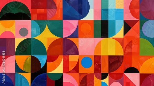 Tapestry of shapes, each color and size layered to foster a sense of depth and perspective