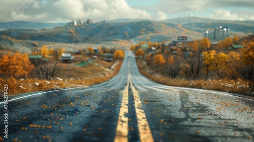photorealistic highway on town background Generated with Ai tools