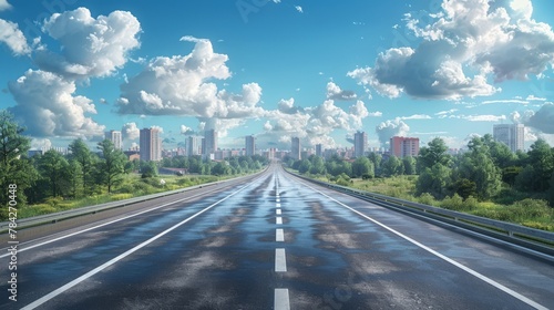 photorealistic highway on town background Generated with Ai tools