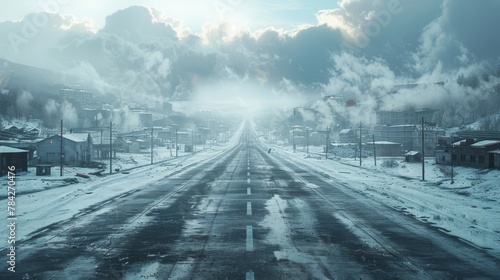 photorealistic highway on town background Generated with Ai tools