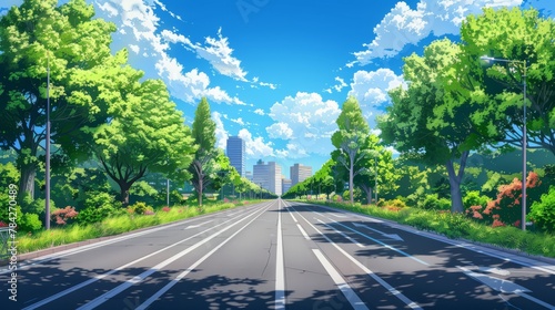 photorealistic highway on town background Generated with Ai tools