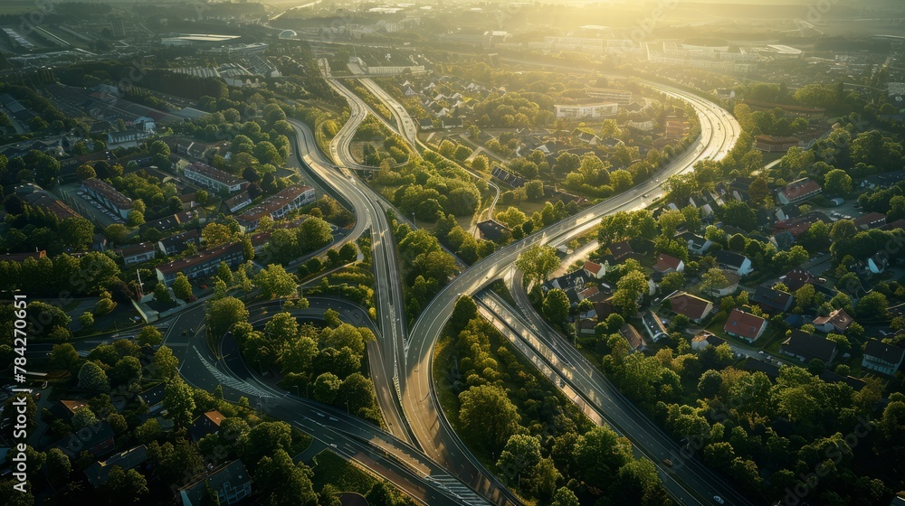 photorealistic highway on town background Generated with Ai tools photorealistic highway on town background Generated with Ai tools