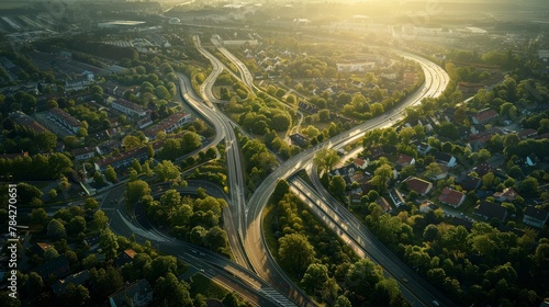 photorealistic highway on town background Generated with Ai tools