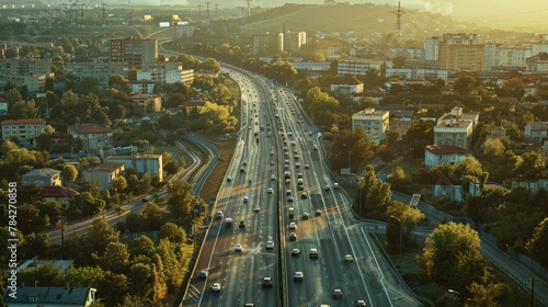 photorealistic highway on town background Generated with Ai tools