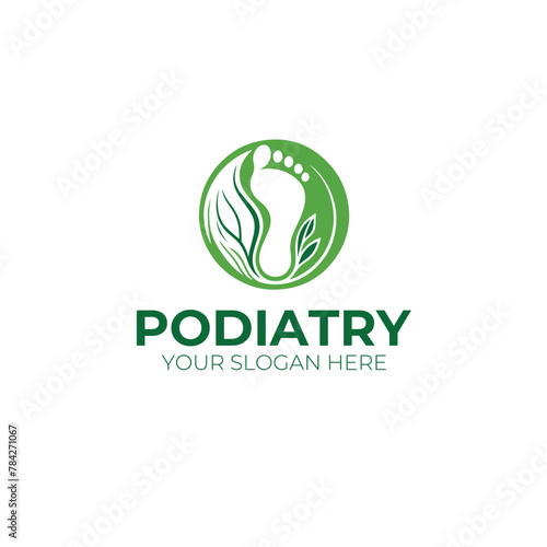PODIATRY LOGO, FOOT HEALTH, FOOT JOINT HEALTH, FOOT CARE. VECTOR ILLUSTRATION