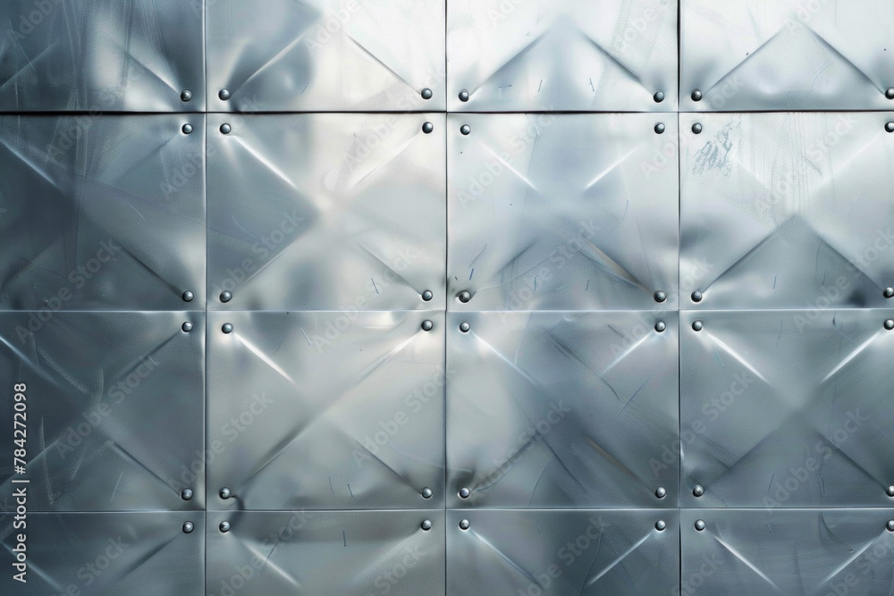 Obraz premium Silver shiny metal panel surface for background