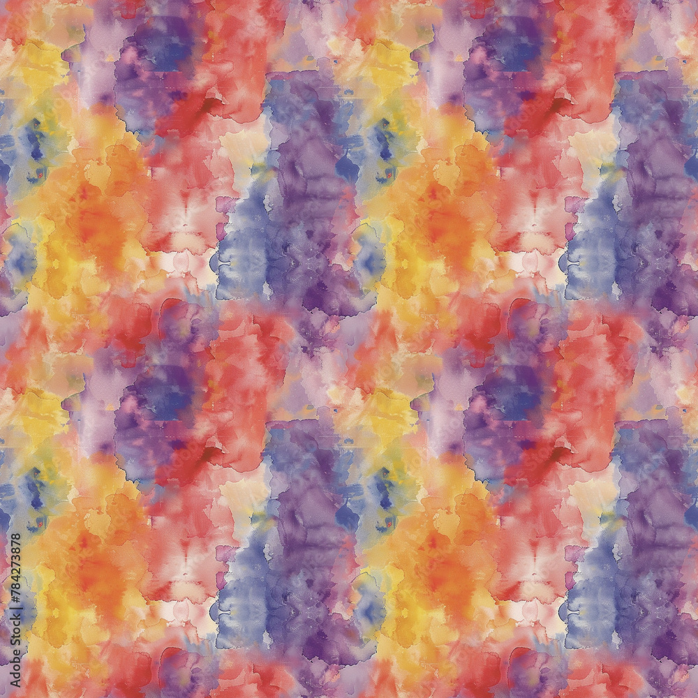 Watercolor abstract seamless pattern with warm hues