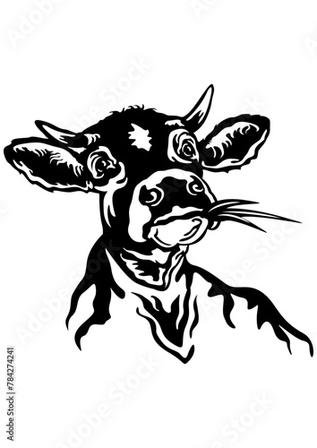 Cow | Cow Head | Farm Animal | Farm Life | Cow Eating Grass | Chewing Cow | Barn Owner | Cattle Farm | Original Illustration | Vector and Clipart | Cutfile and Stencil