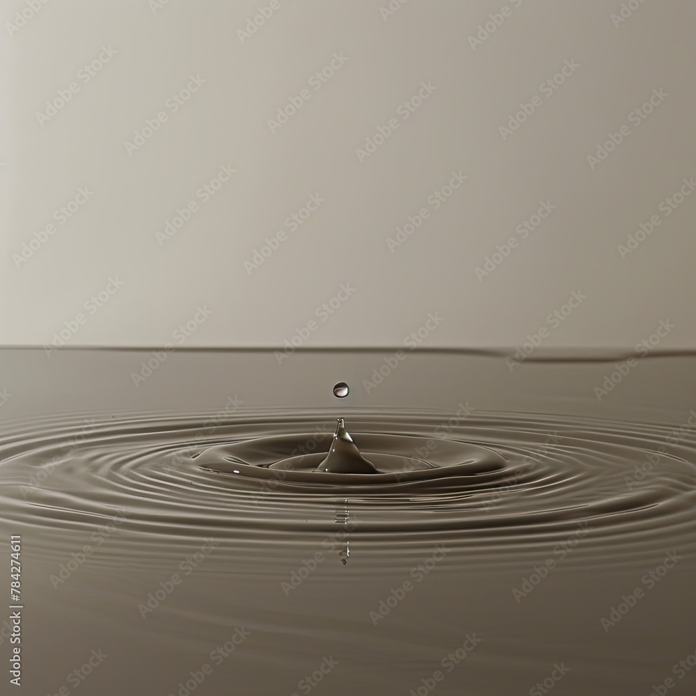 Single drop of water creating ripples on a smooth Single drop of water creating ripples on a smooth