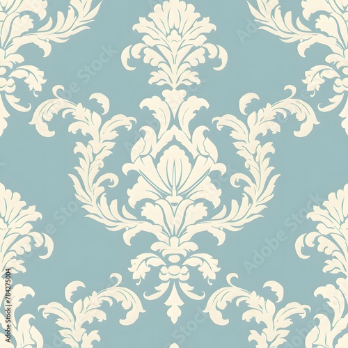 light blue damask seamless pattern