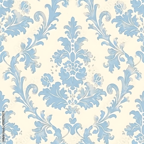 light blue damask seamless pattern